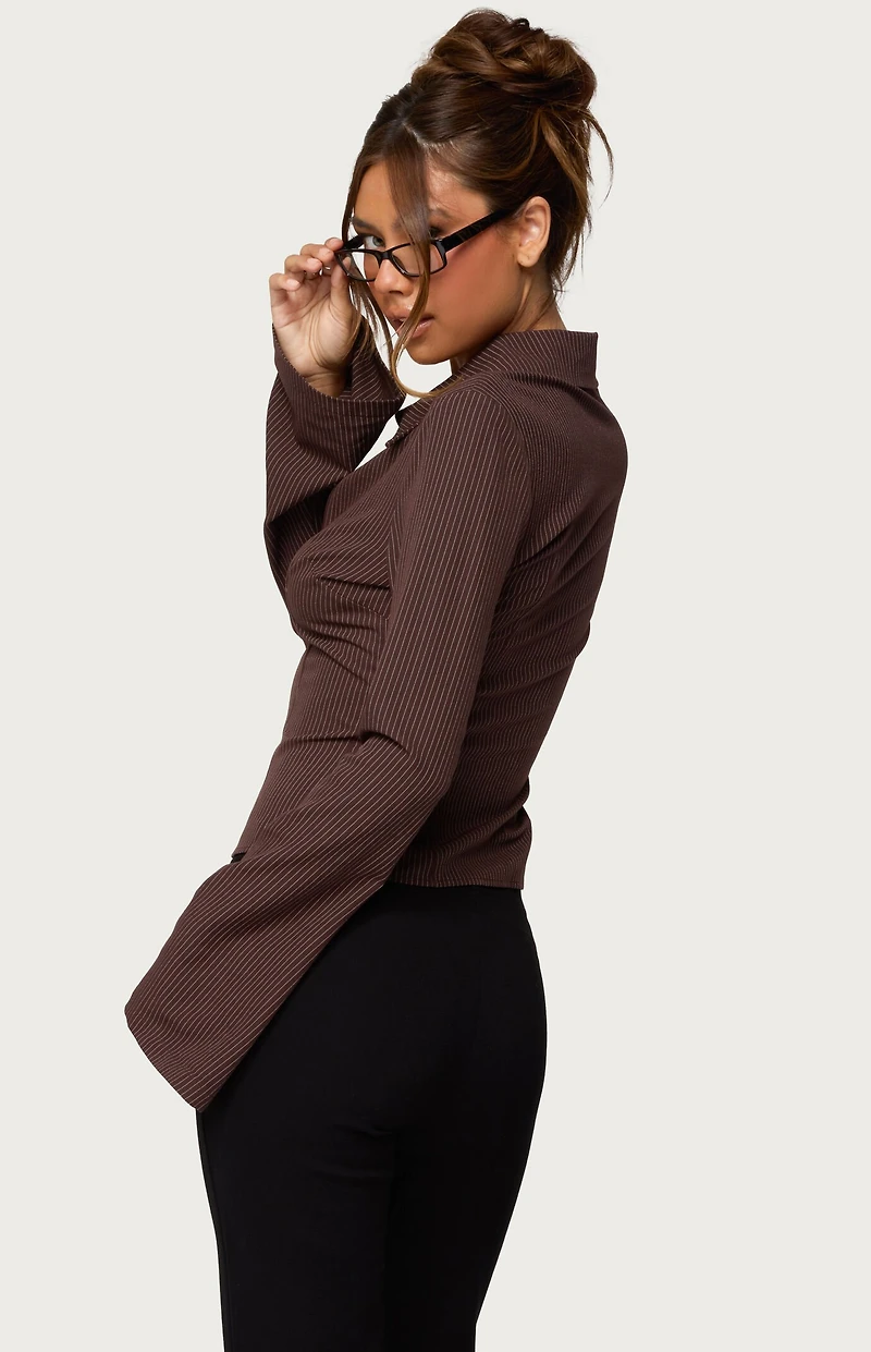 Edikted Pinstripe Tailored Button Up Shirt