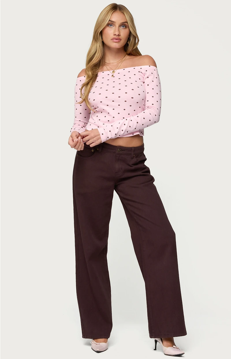 Edikted Leandra Off Shoulder Polk Dot Top