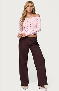 Edikted Leandra Off Shoulder Polk Dot Top