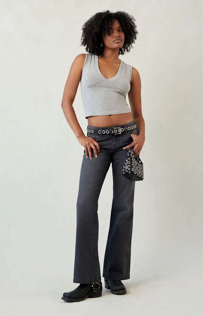 Pacsun Jade Low Rise Button Pocket Bootcut Jeans Faded Black