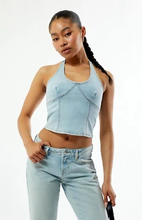 Pacsun Ella Denim Halter Top