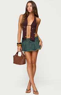 Edikted Beaded Distressed Knit Split Front Top