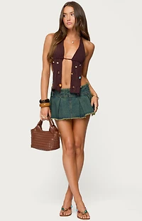 Edikted Beaded Distressed Knit Split Front Top