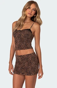 Edikted Edin Leopard Print Mesh Bra Top