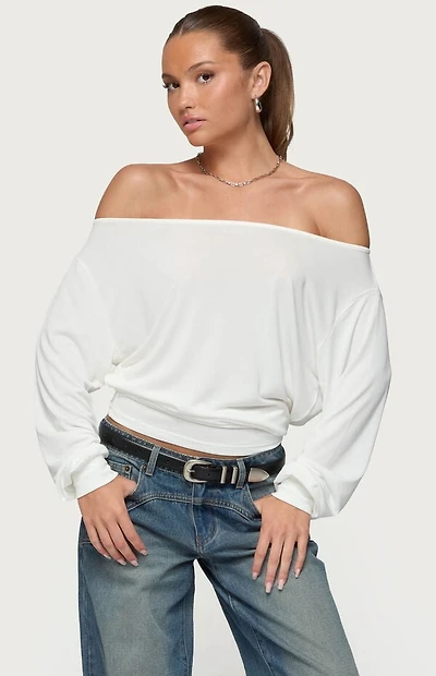 Edikted Nannie Off Shoulder Oversized Top