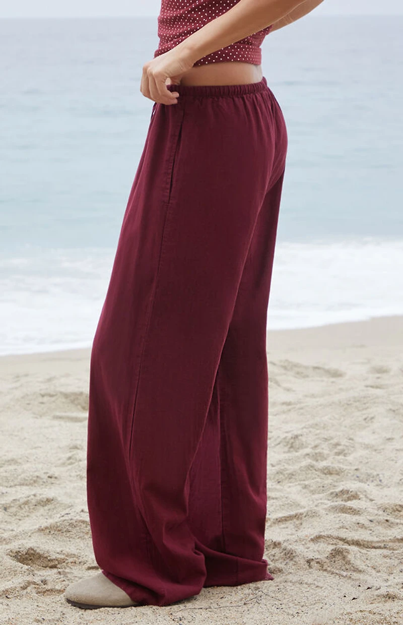John Galt Burgundy Anastasia Linen Pants