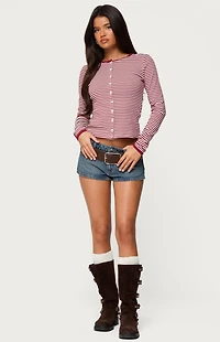 Edikted Rayla Striped Button Up Top