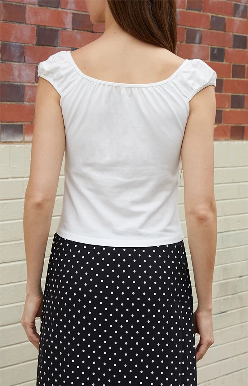 John Galt White Button Top