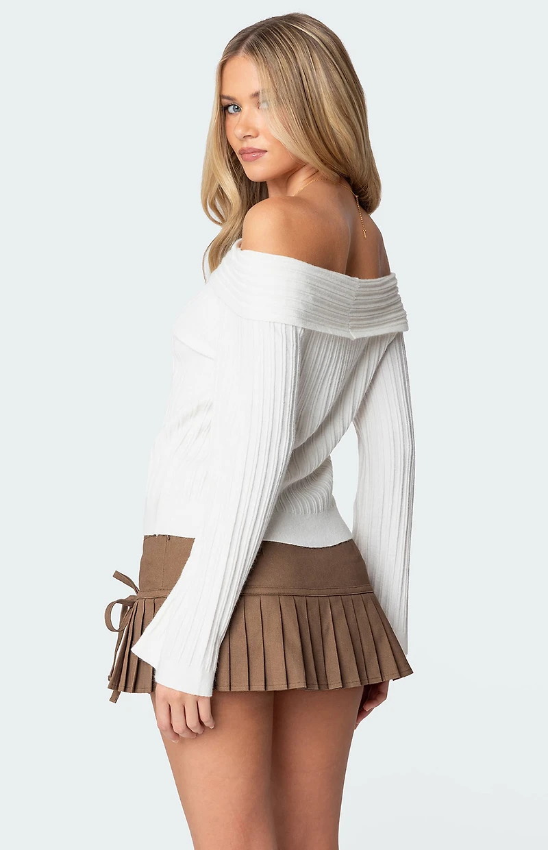 Edikted Brandy Fold Over Ribbed Sweater