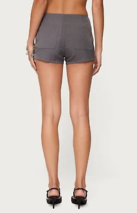 Edikted Riya Pinstripe Tailored Micro Shorts