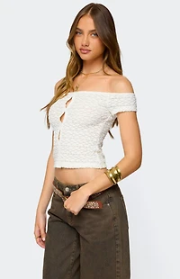 Edikted Layken Off Shoulder Texture Top
