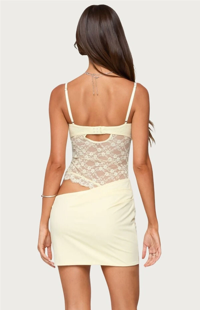 Edikted Sheer Lacey Asymmetric Mini Dress