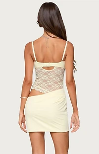 Edikted Sheer Lacey Asymmetric Mini Dress