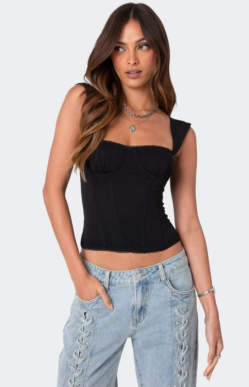 Edikted Marcella Wide Strap Mesh Corset