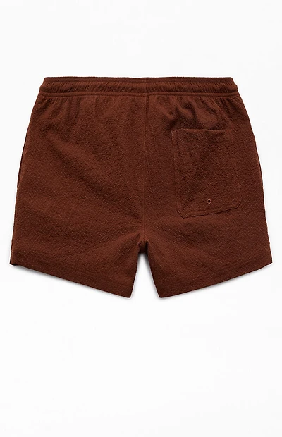 Pacsun Brown Sail Seersucker 4.5" Swim Trunks