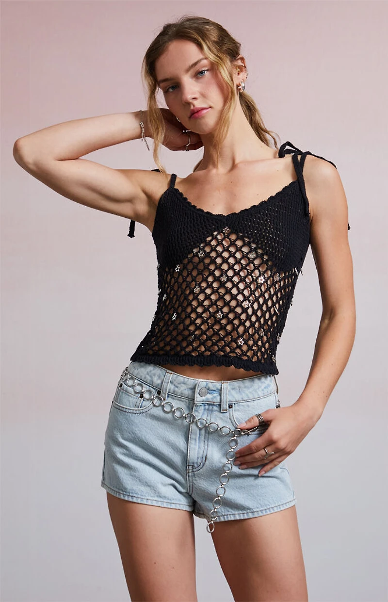 Third Charm Nathalia Charmed Crochet Tank Top