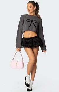 Edikted Knit Bow Cropped Sweater