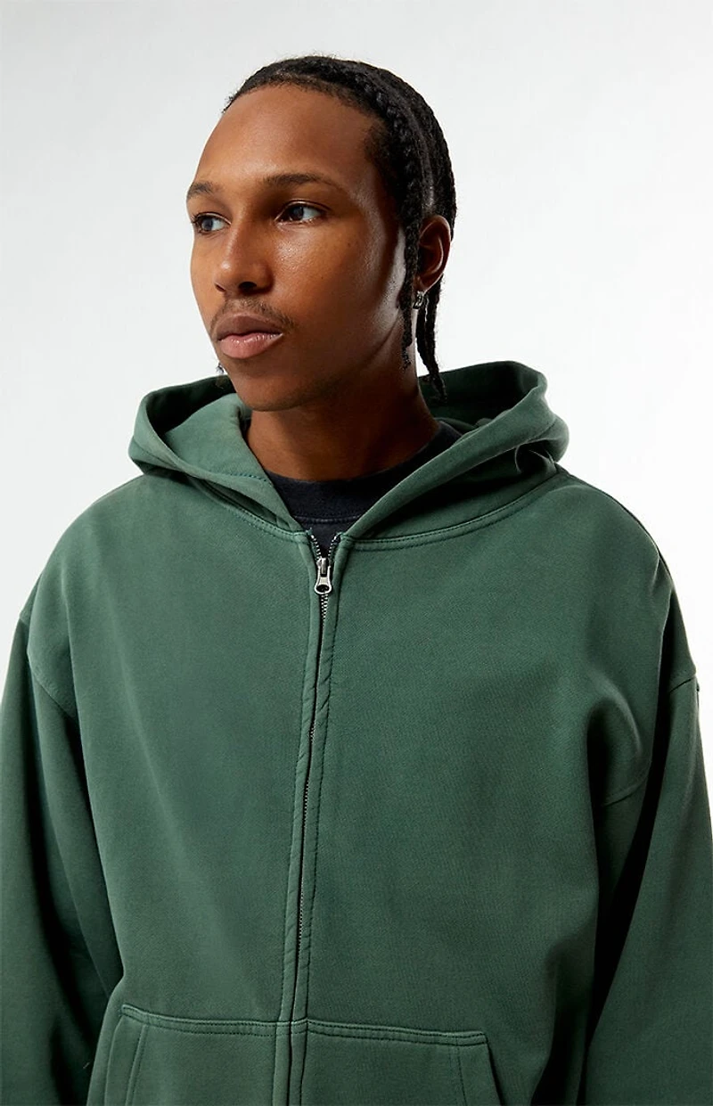 Pacsun Green Vintage Wash Full Zip Hoodie