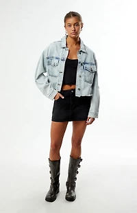 HYPE & VICE Ohio State Buckeyes Frayed Cropped Denim Jacket