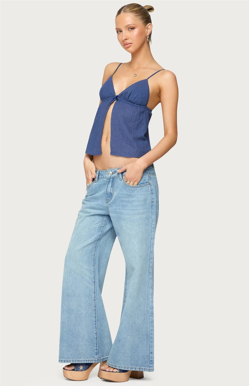 Edikted Petite Low Rise Wide Leg Jeans