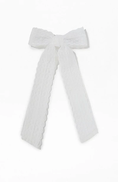 LA Hearts White Piper Lace Bow Hair Barrette