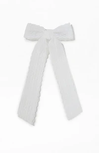LA Hearts White Piper Lace Bow Hair Barrette