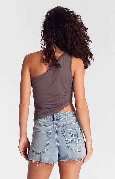 Pacsun Light Indigo Star High Waisted Denim Festival Shorts