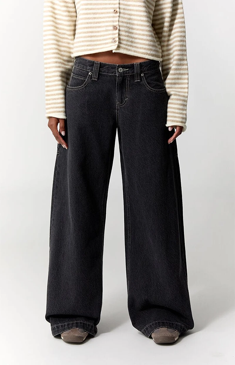 Pacsun Sloane Low Rise Ultra Baggy Jeans Contrast Stitch Oversized Pocket Black