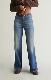 Pacsun Madison High Waisted Girlfriend Jeans Stretch Medium Blue