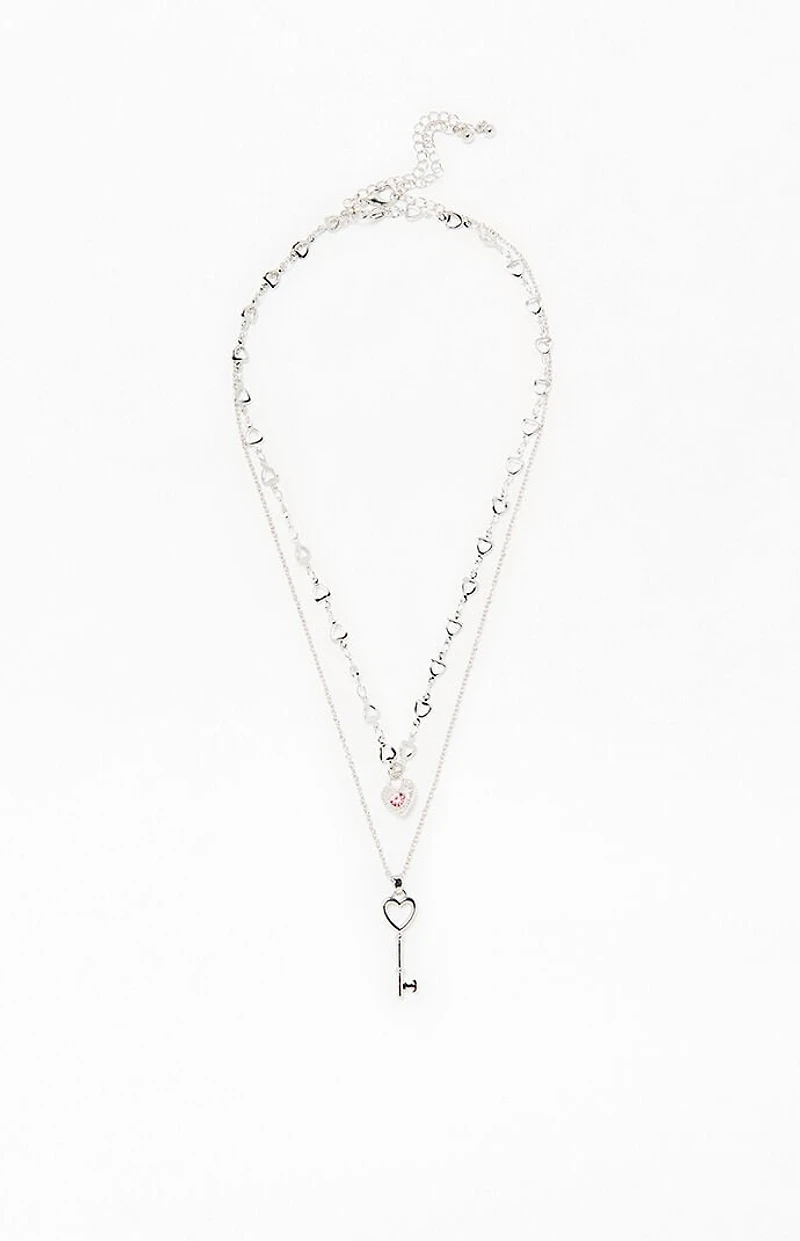 LA Hearts Alice Key Layered Necklace