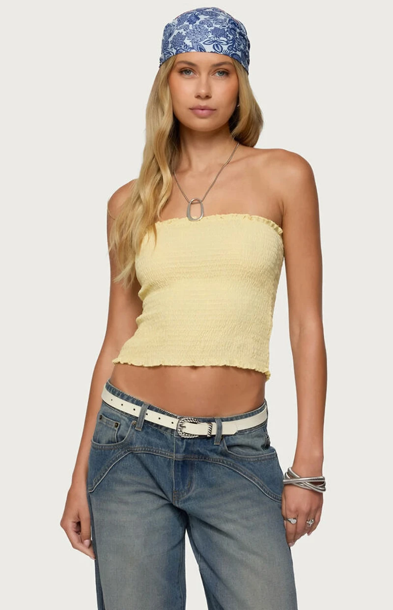 Edikted Emmet Strapless Scrunch Top