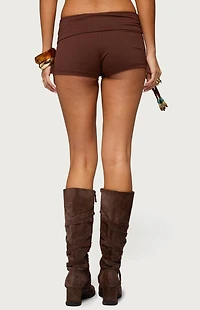 Edikted Thia Ruched Bead Foldover Shorts