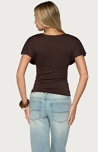 Edikted Flutter Plunging V Neck Top