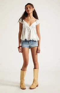 Pacsun Tatum Ultimate Low Rise Jean Micro Shorts Stretch Medium Blue