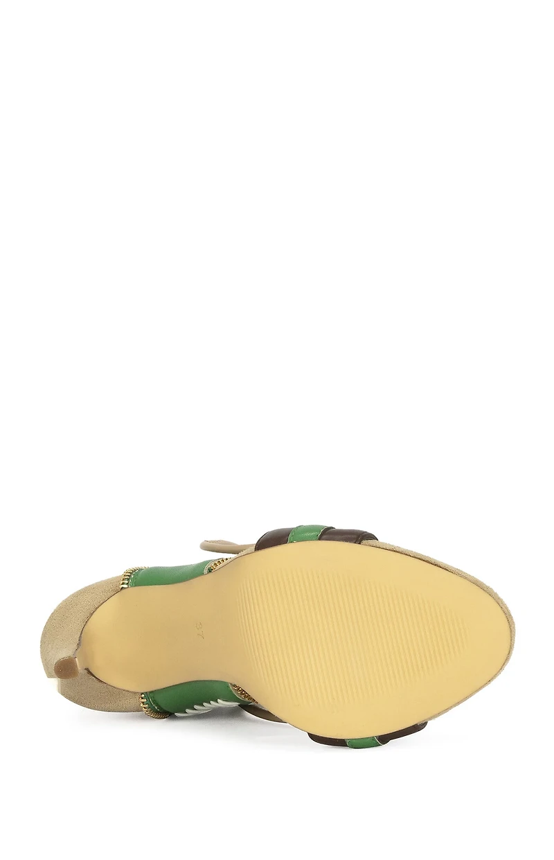 AZALEA WANG Women's Shainia Green Western Gladiator Stiletto Heels