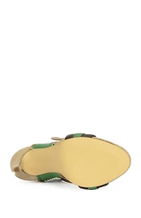 AZALEA WANG Women's Shainia Green Western Gladiator Stiletto Heels