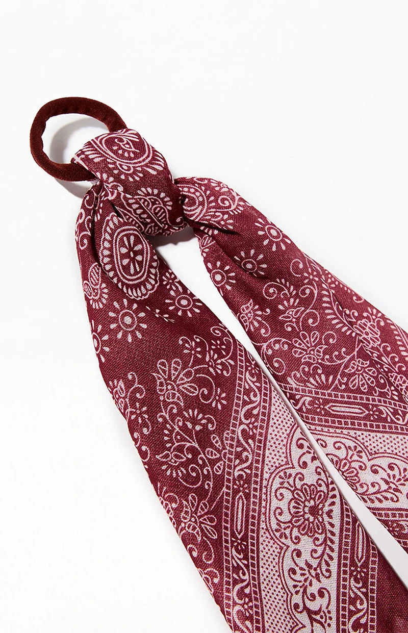 LA Hearts Burgundy Bandana Scarf Hair Tie