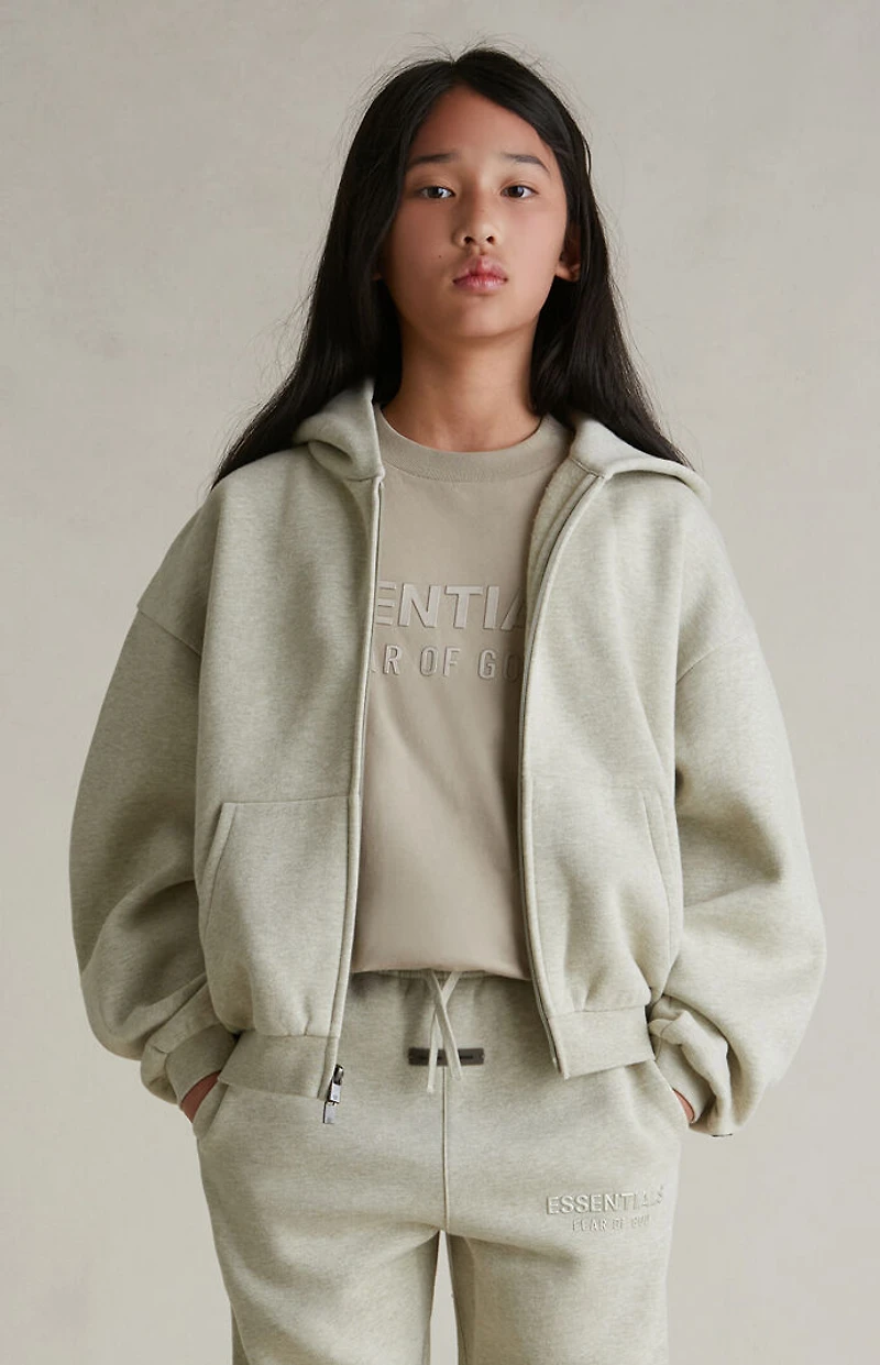 Fear of God ESSENTIALS Kids Heather Stone Full Zip Fleece Hoodie