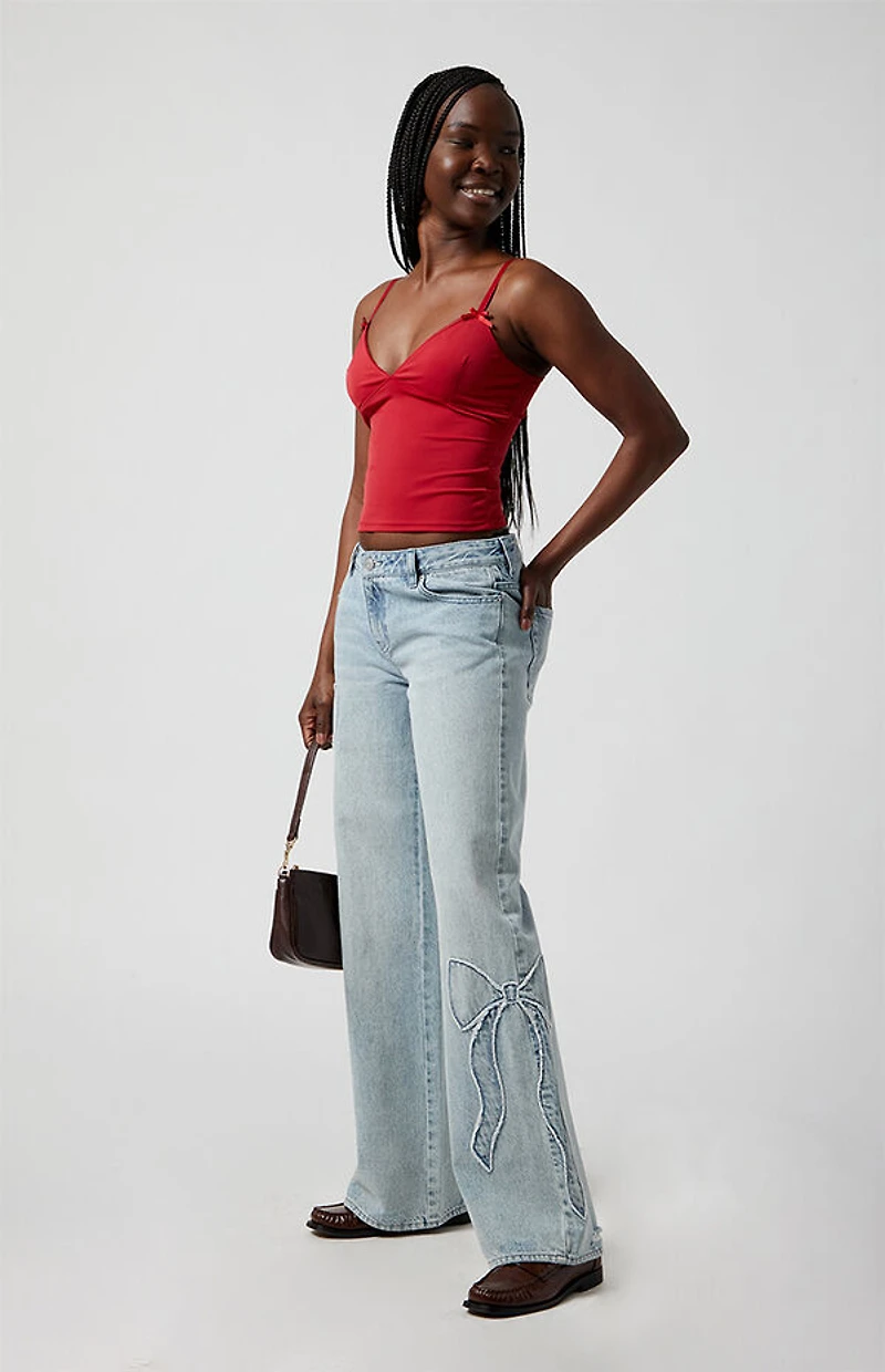 Pacsun Casey Low Rise Baggy Jeans Bow Light Indigo