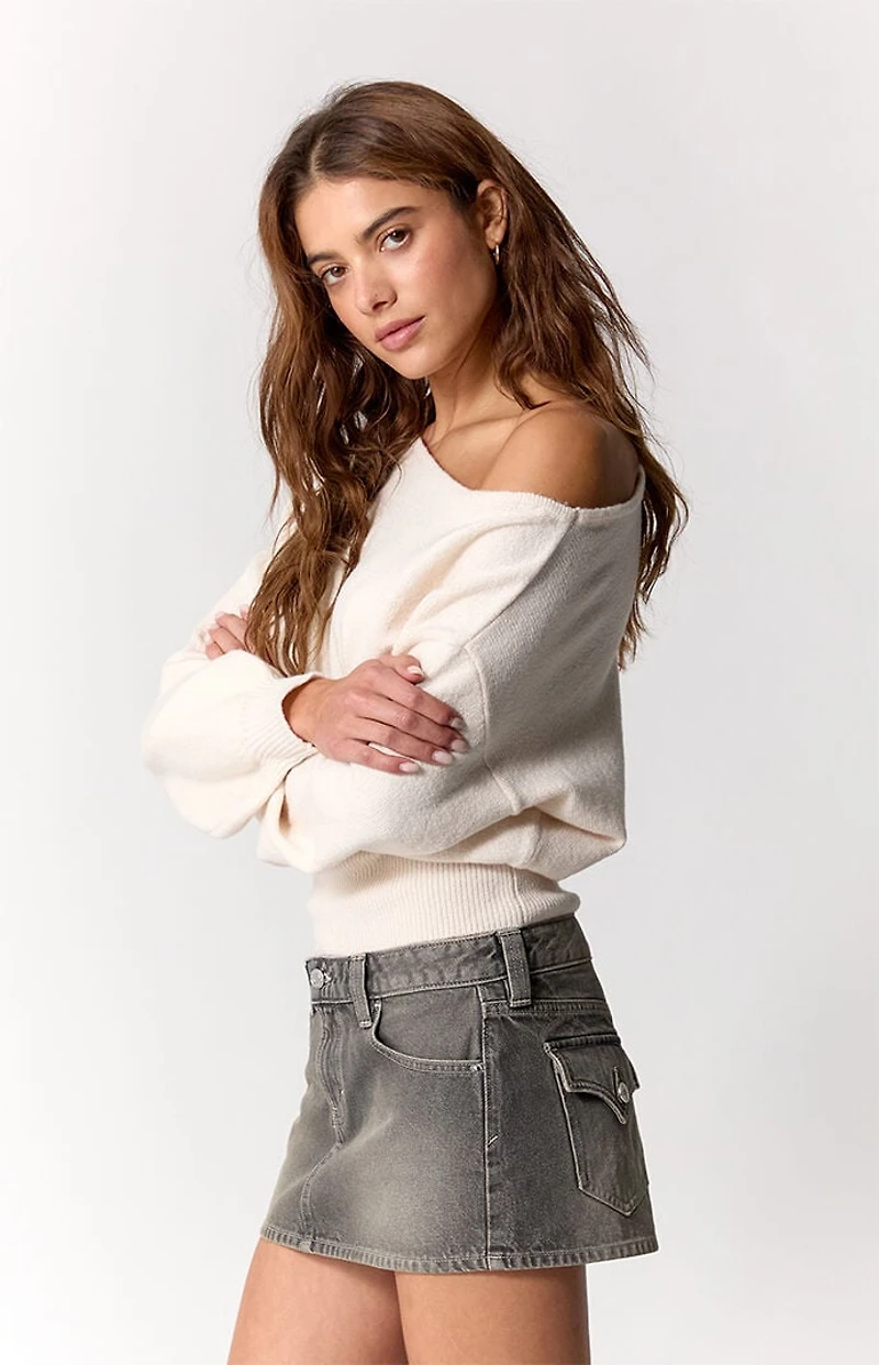 Pacsun Piper Gray Low Rise Jean Micro Mini Skirt