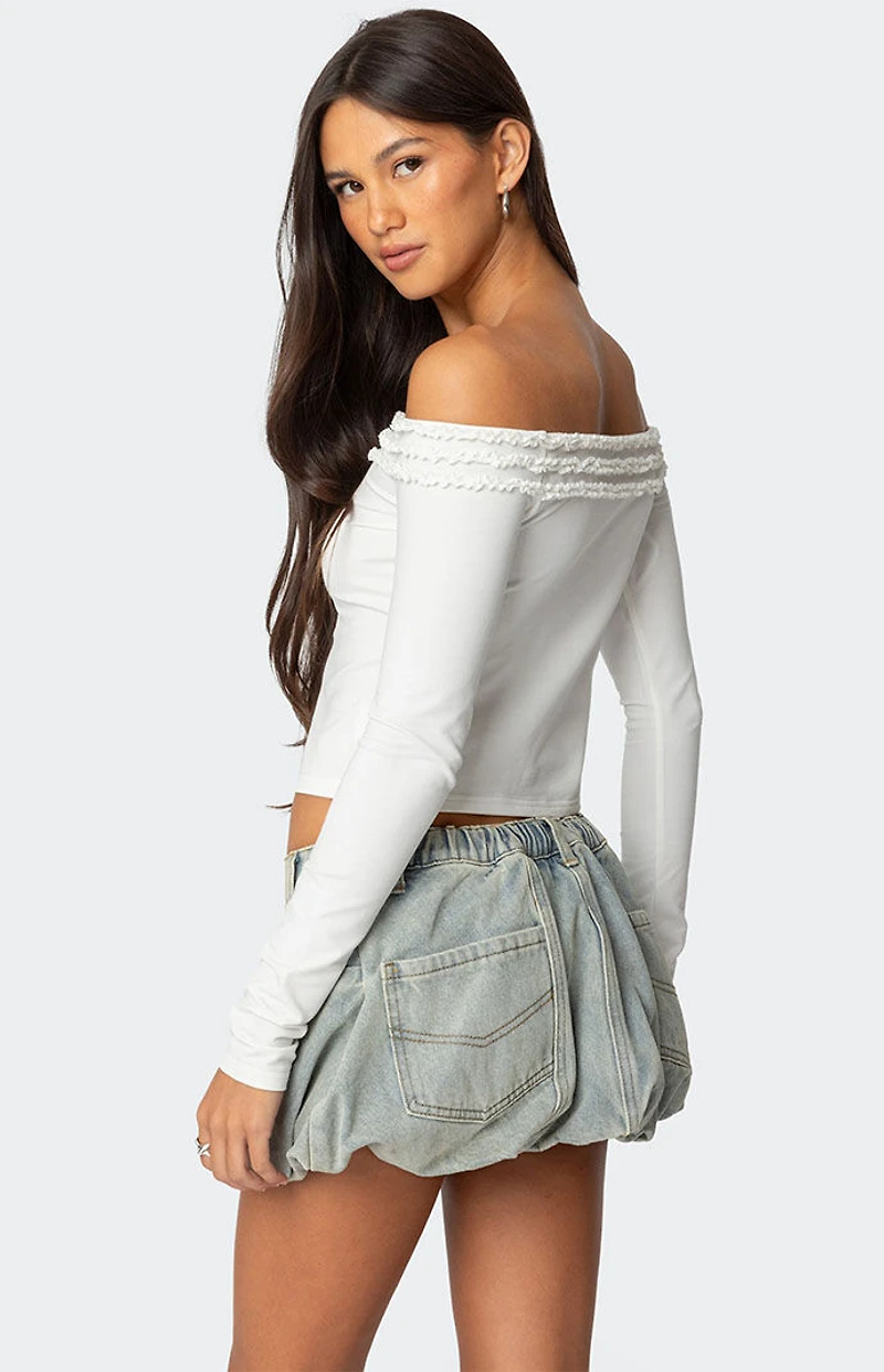 Edikted Gia Ruffled Off Shoulder Top