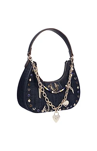 True Religion Studded Dark Denim Shoulder Bag