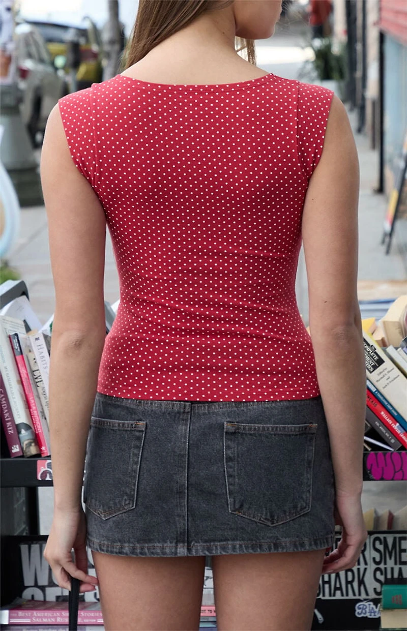John Galt Red Polka Dot Amara Tank Top