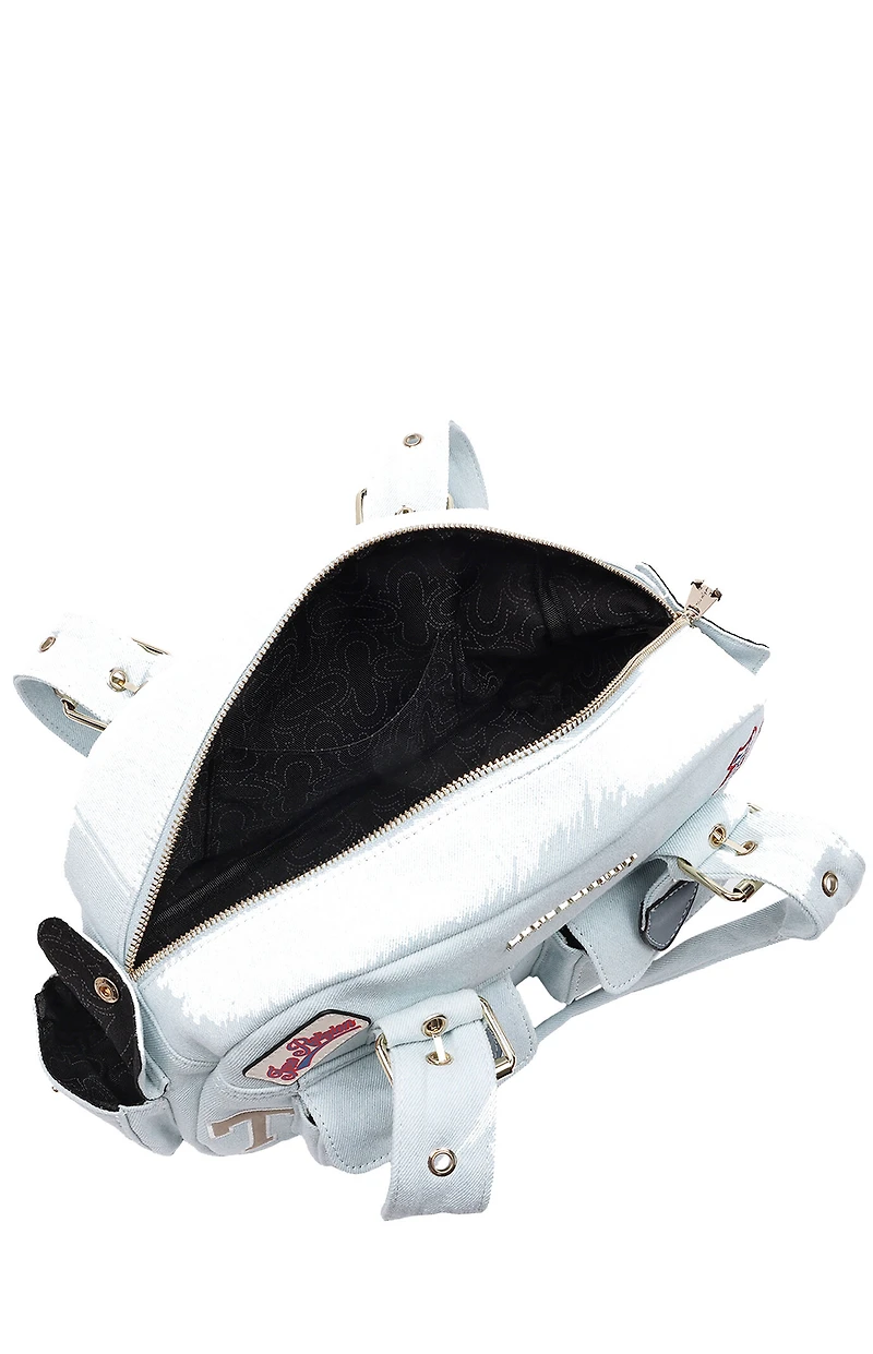 True Religion Light Blue Multi Patch Satchel Bag