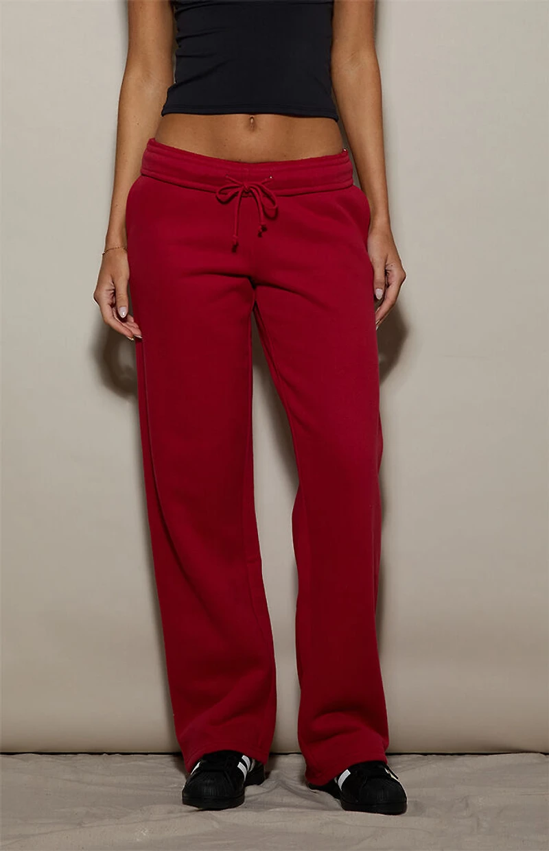 Pacsun Red Ultra Soft Fleece Core Washed Baggy Sweatpants