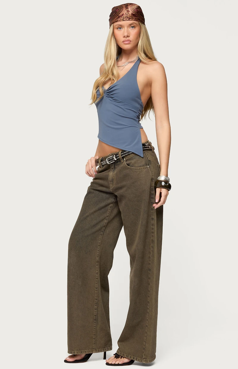 Edikted Susanna Asymmetric Twist Halter Top