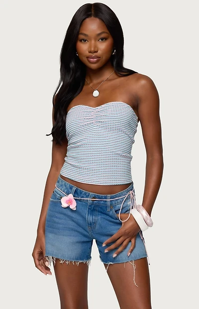 Edikted Veranda Textured Striped Tube Top