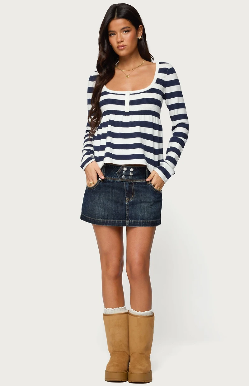 Edikted Fatama Denim Mini Skirt