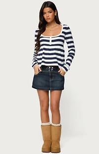 Edikted Fatama Denim Mini Skirt