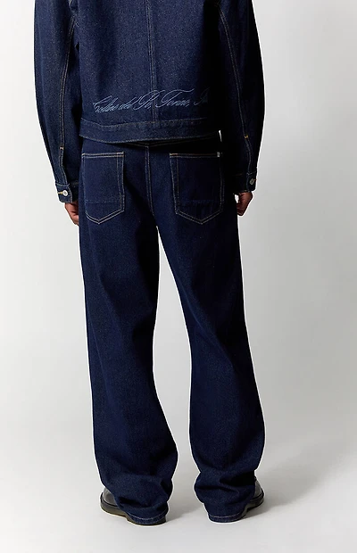 Pacsun Dylan Baggy Jeans Contrast Stitch Dark Blue